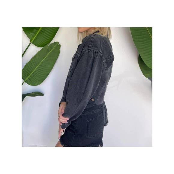 NEW PAIGE denim blythe jacket in black - Picture 2 of 5